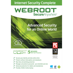 Webroot SecureAnywhere Internet Security Complete - 1-Year / 5-Device